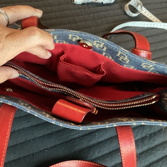 Dooney & Bourke Denim Blue Tote with Red Trim - Picture 8 of 10